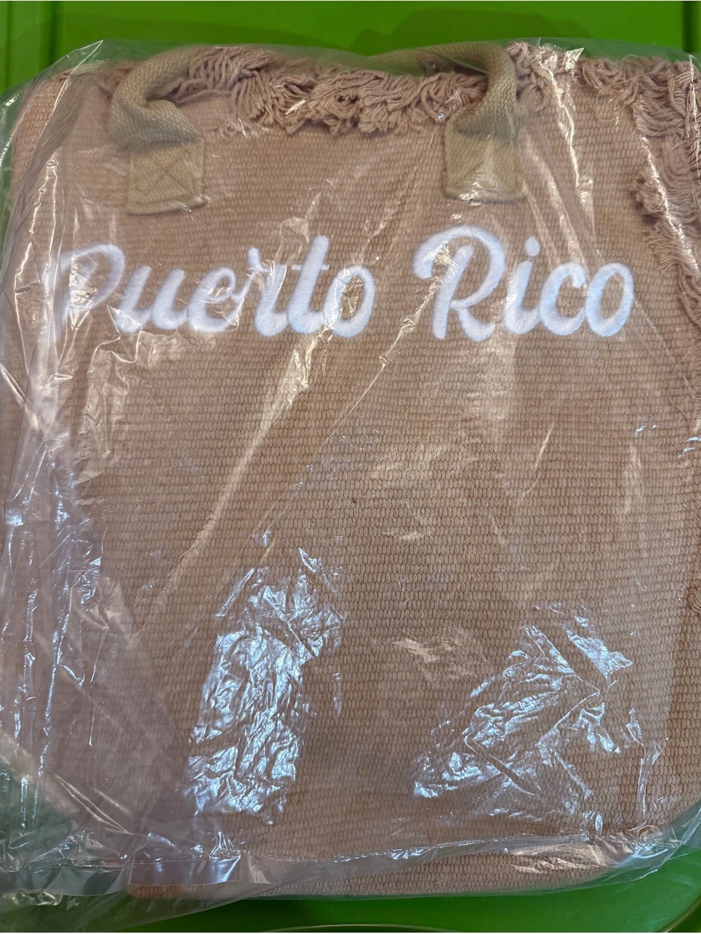 Puerto Rico Embroidered Fringe Tote Bag -